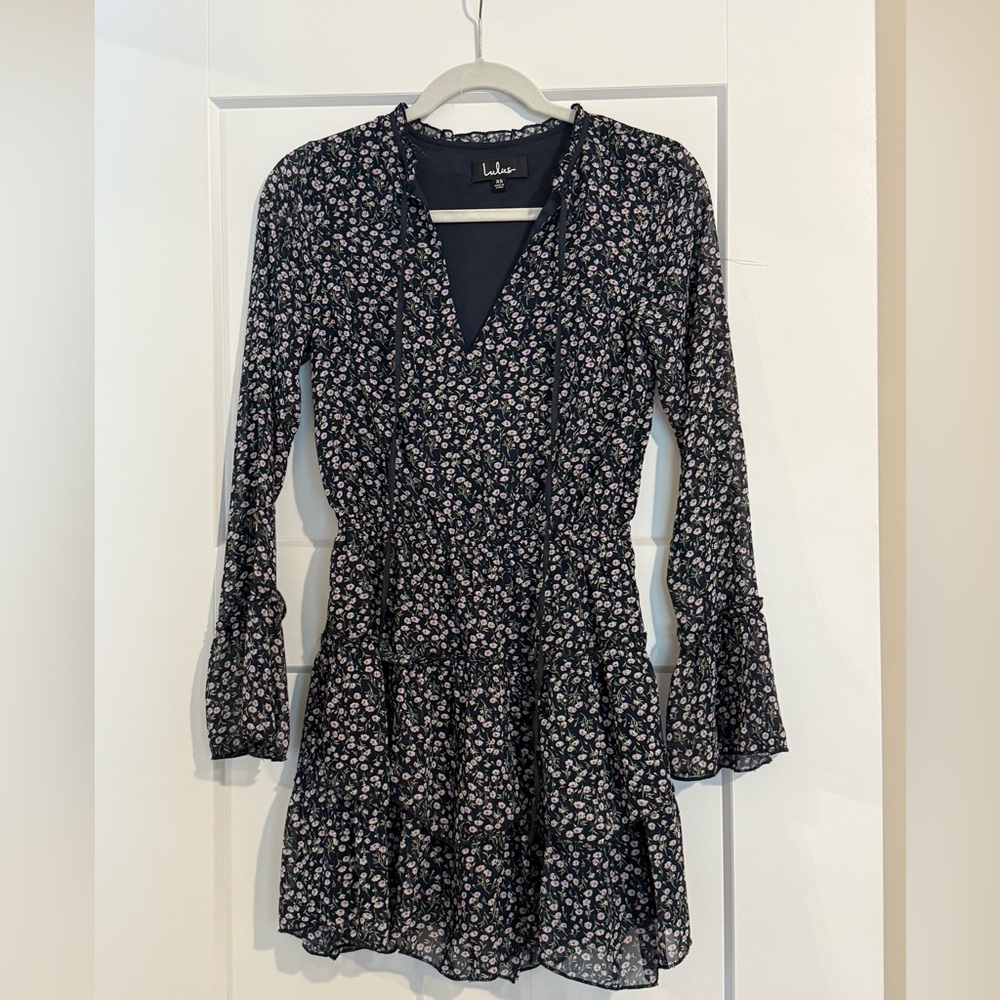 Lulus Navy Floral Printed Mini Dress